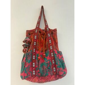 LOOP Boho‎ Beach Bag Lobster Seashell Floral Vacation Festival Style Bold Bright